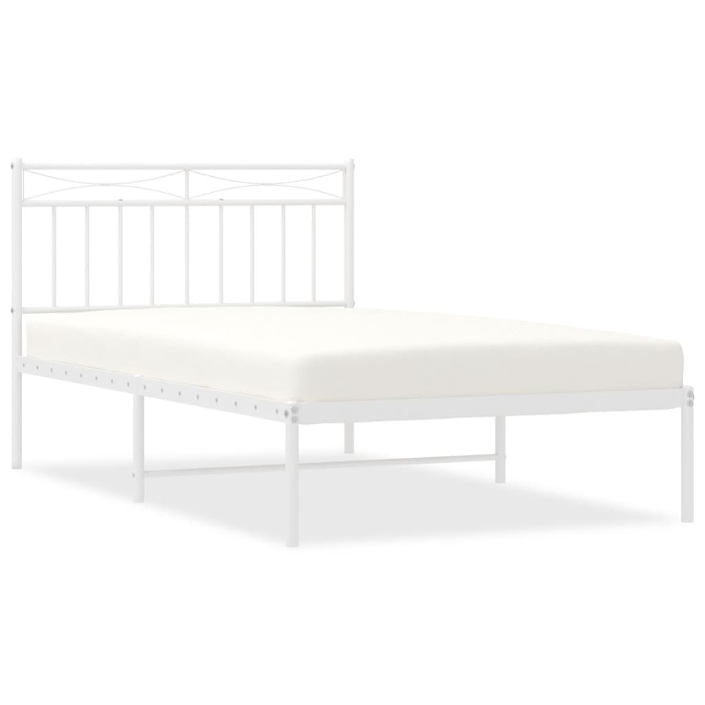 Metal Bed Frame without Mattress with Headboard White 107x203 cm King Single