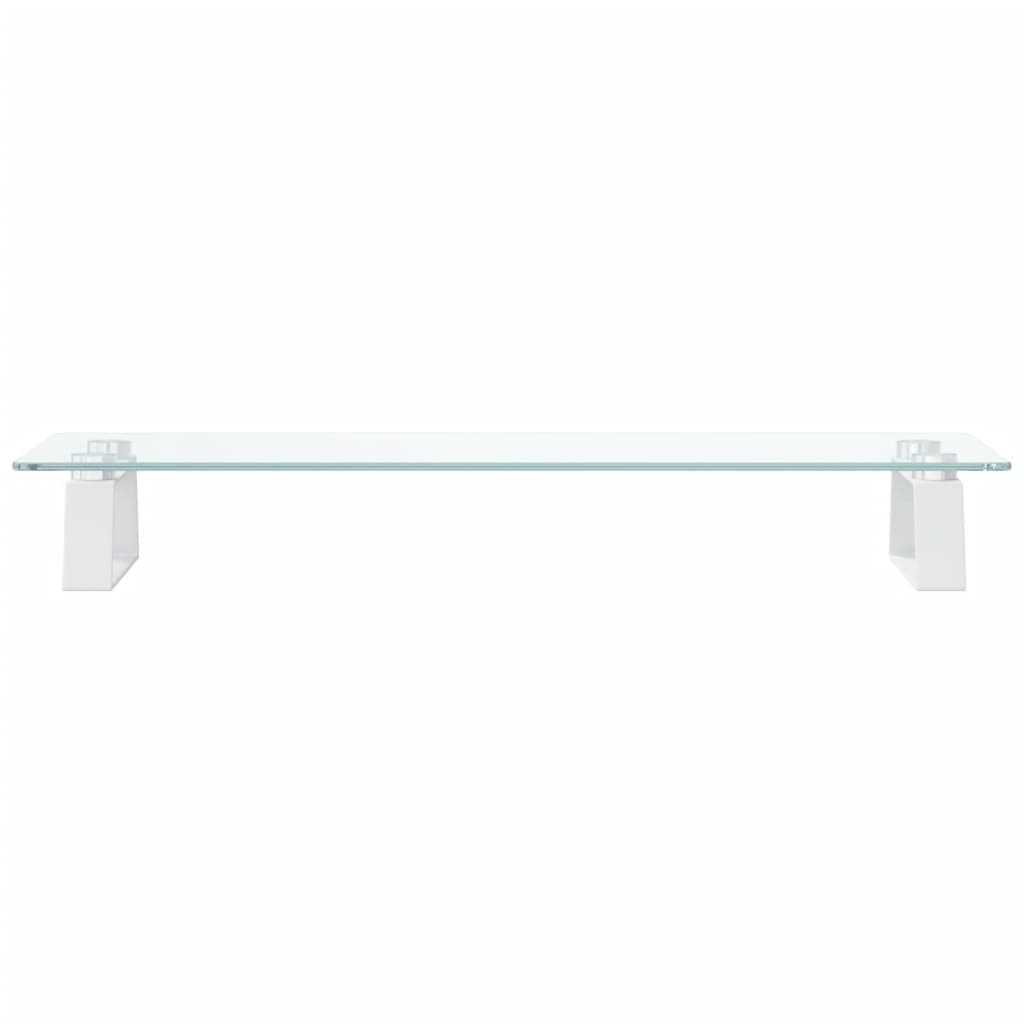 Monitor Stand White 60x20x8 cm Tempered Glass and Metal