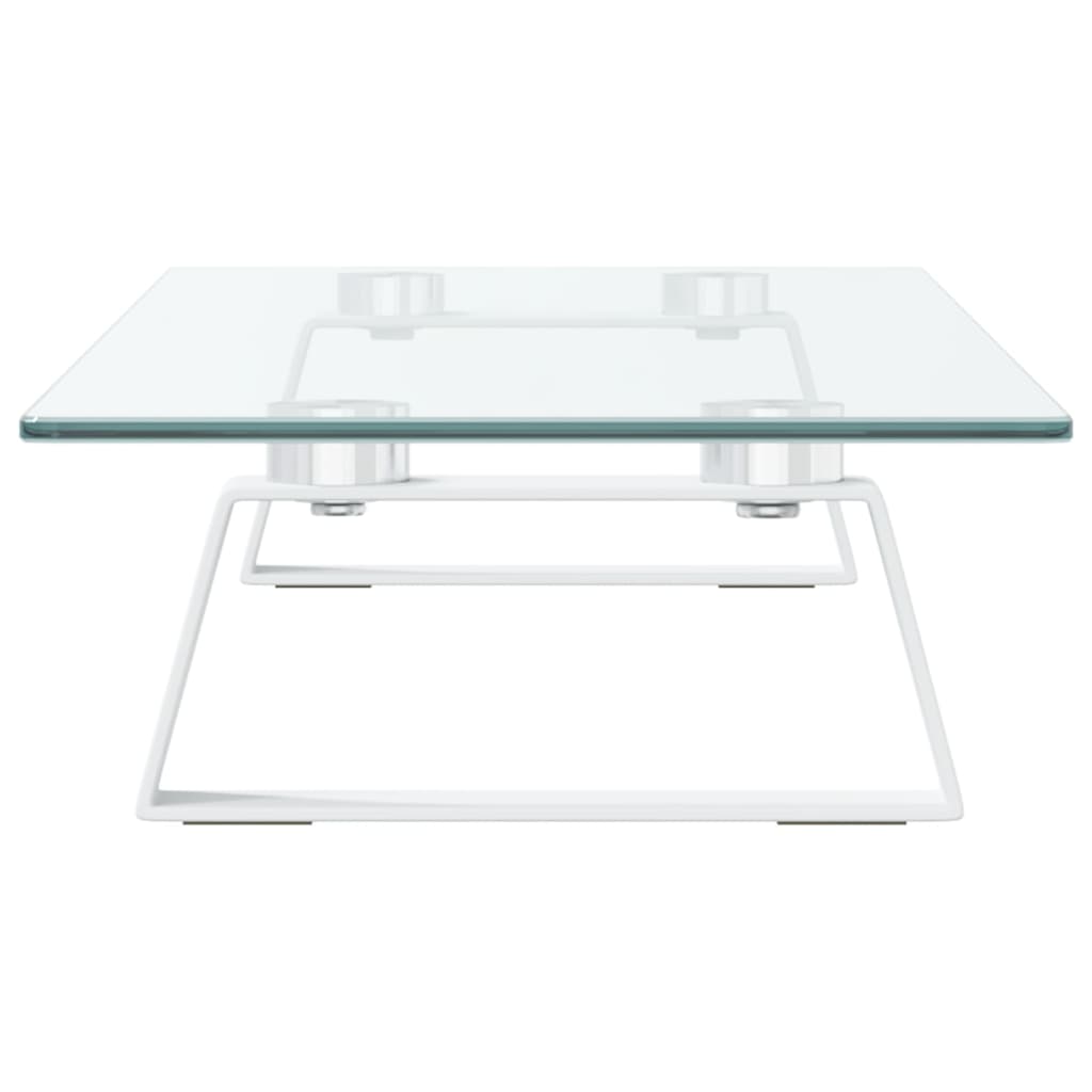 Monitor Stand White 60x20x8 cm Tempered Glass and Metal