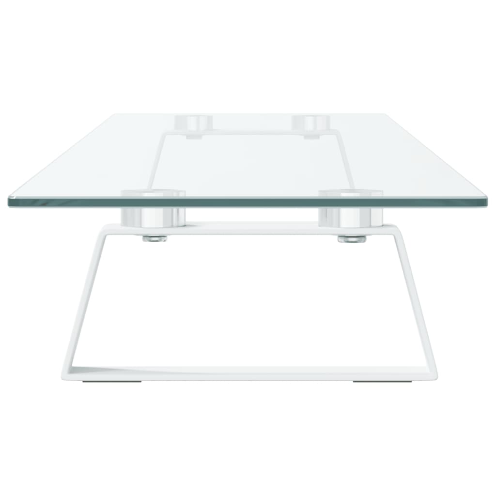 Monitor Stand White 100x20x8 cm Tempered Glass and Metal