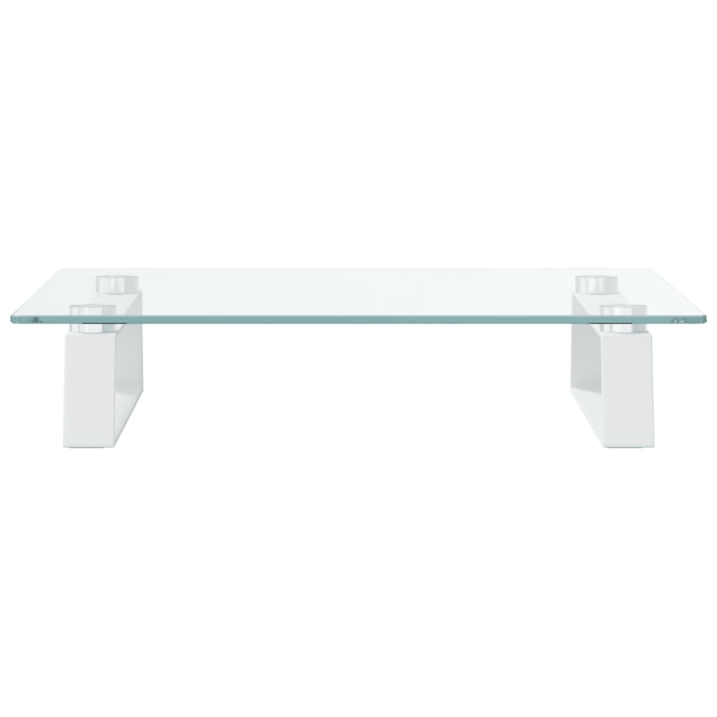 Monitor Stand White 40x35x8 cm Tempered Glass and Metal