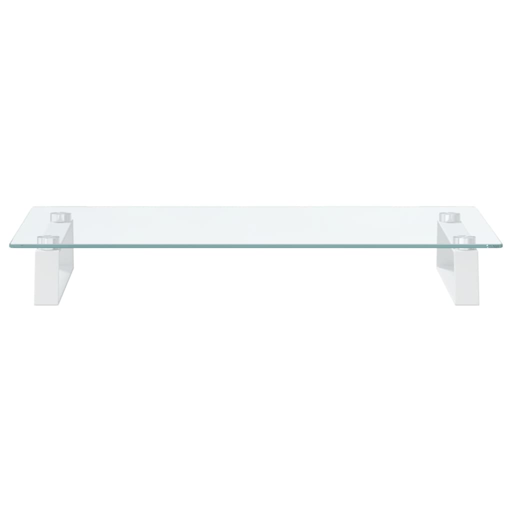 Monitor Stand White 60x35x8 cm Tempered Glass and Metal