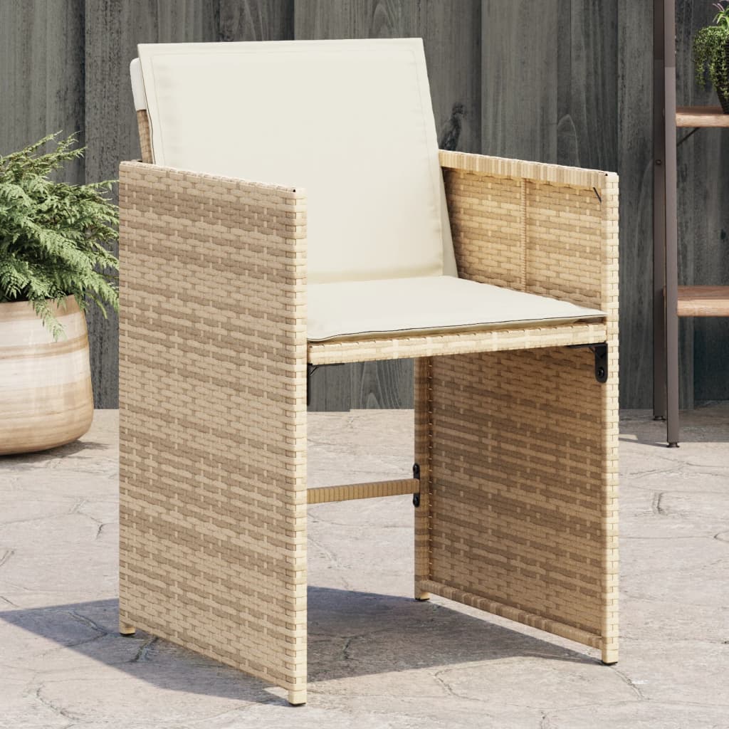 Garden Chairs with Cushions 4 pcs Beige Poly Rattan