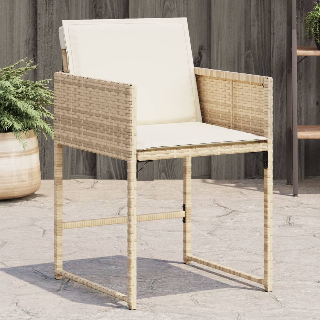 Garden Chairs with Cushions 4 pcs Beige Poly Rattan