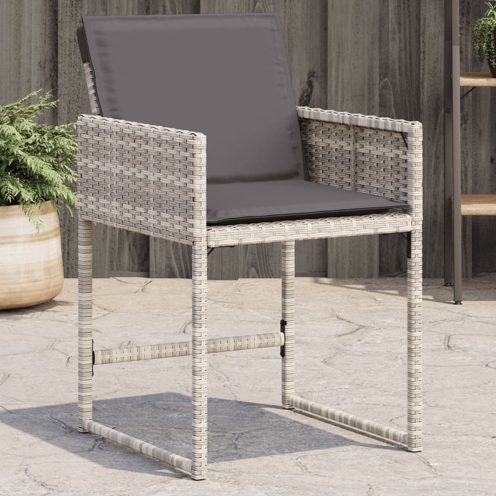 Garden Chairs with Cushions 4 pcs Light Grey Poly Rattan