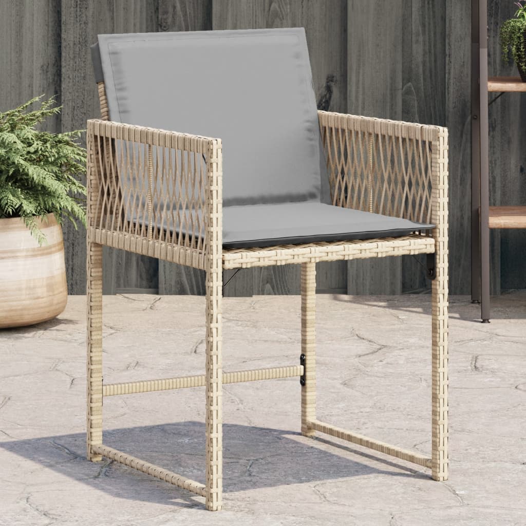 Garden Chairs with Cushions 4 pcs Mix Beige Poly Rattan