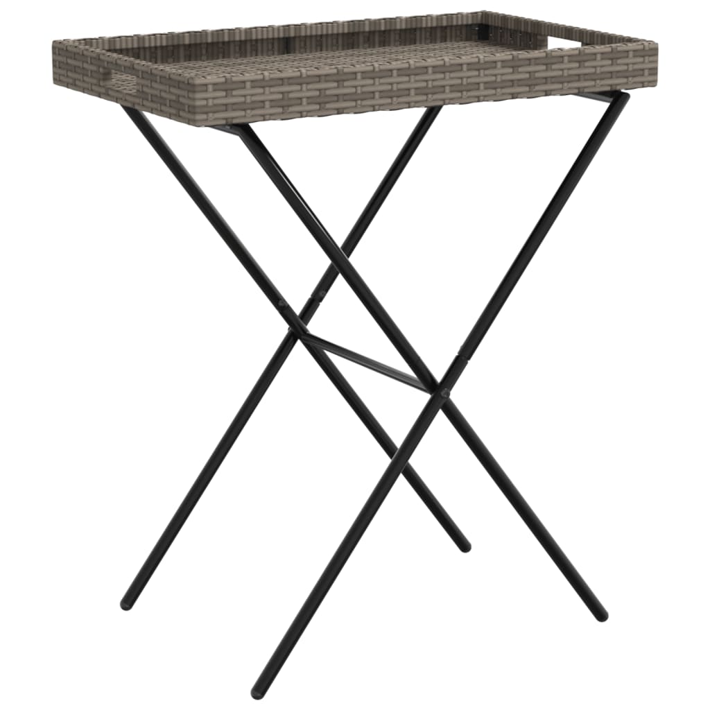 Folding Tray Table Grey 65x40x75 cm Poly Rattan