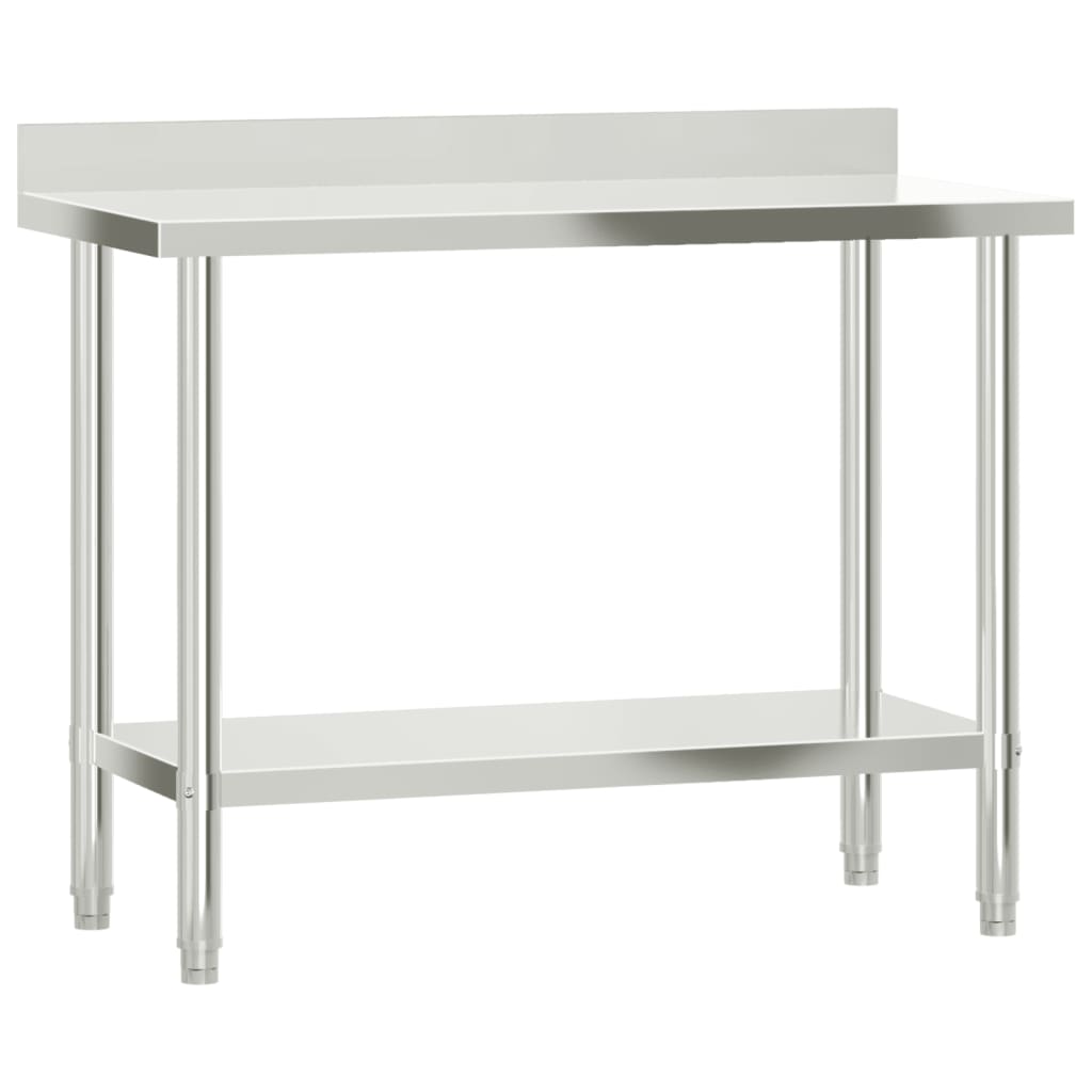 Kitchen Work Table with Backsplash 110x55x93 cm Stainless Steel