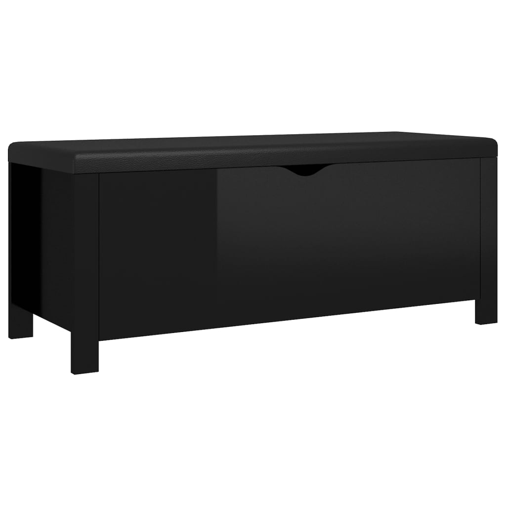 Storage Box with Cushion High Gloss Black 105x40x45 cm