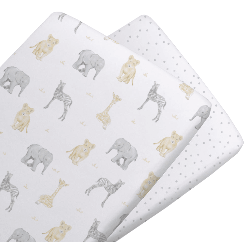 2pack Jersey Bassinet Fitted Sheet
(40 x 80 x 12cm) Savanna Babies/Pitter Patter