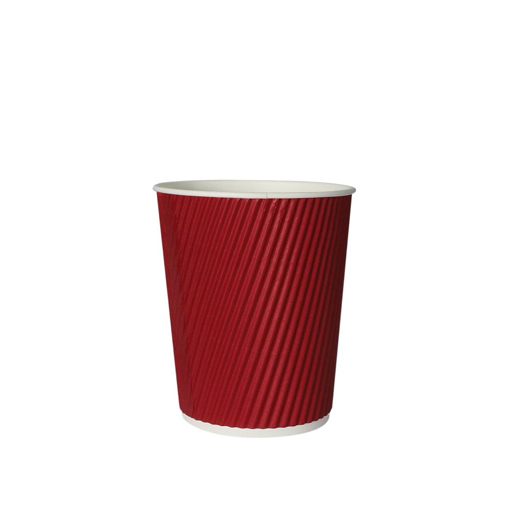 100 Pcs 8oz Disposable Takeaway Coffee Paper Cups Triple Wall Take Away w Lids