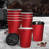 100 Pcs 8oz Disposable Takeaway Coffee Paper Cups Triple Wall Take Away w Lids