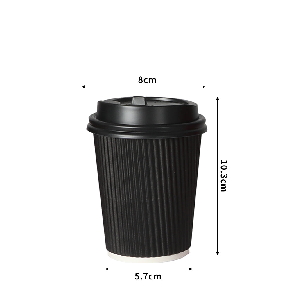 200 Pcs 8oz Disposable Takeaway Coffee Paper Cups Triple Wall Take Away w Lids