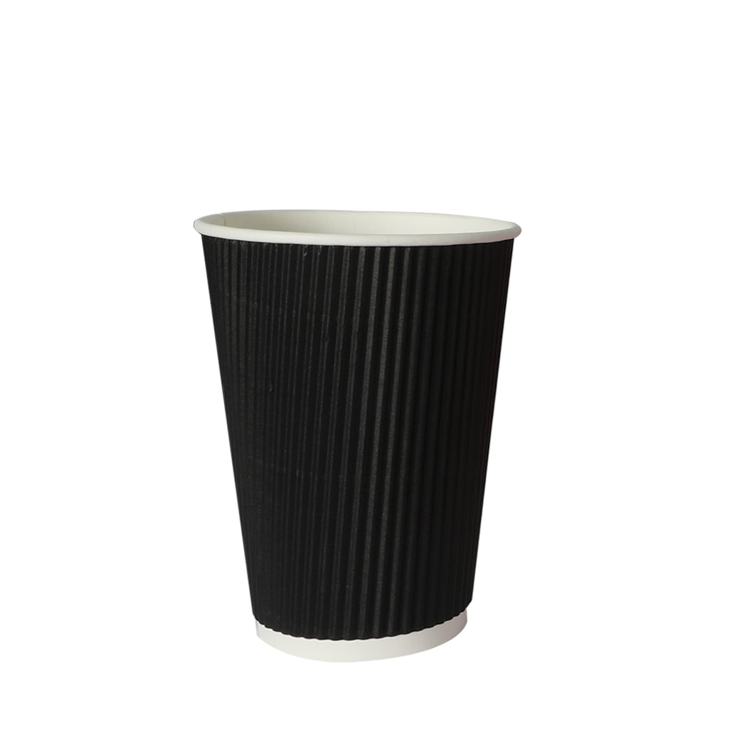 100 Pcs 12oz Disposable Takeaway Coffee Paper Cups Triple Wall Take Away w Lids