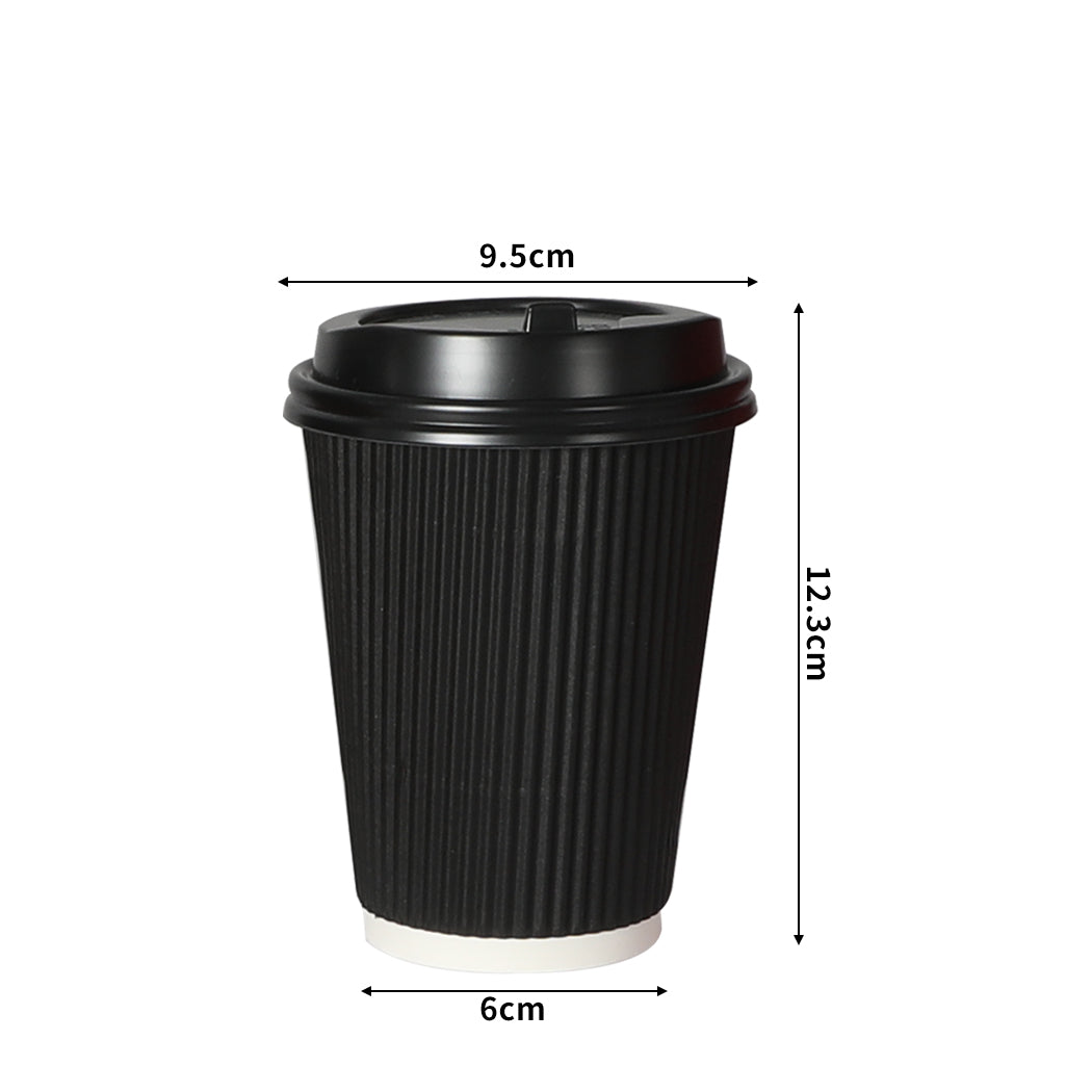 200 Pcs 16oz Disposable Takeaway Coffee Paper Cups Triple Wall Take Away w Lids