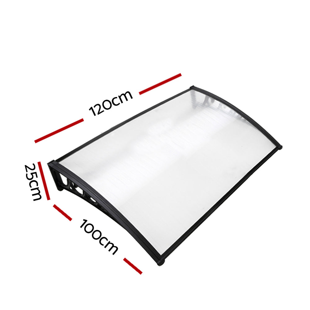 Instahut Window Door Awning 1mx1.2m Transparent Hollow Sheet Plastic Frame