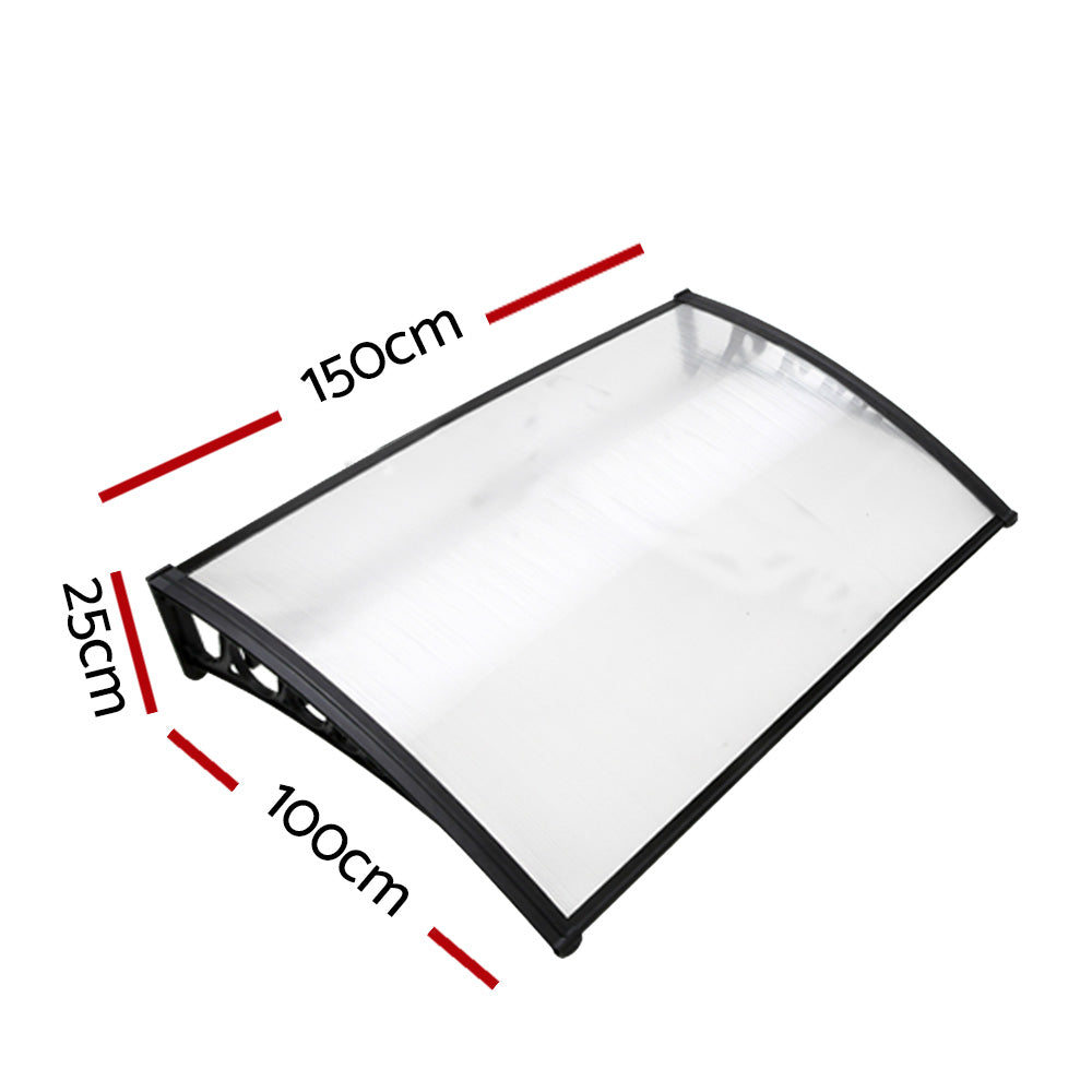 Instahut Window Door Awning 1mx1.5m Transparent Hollow Sheet Plastic Frame