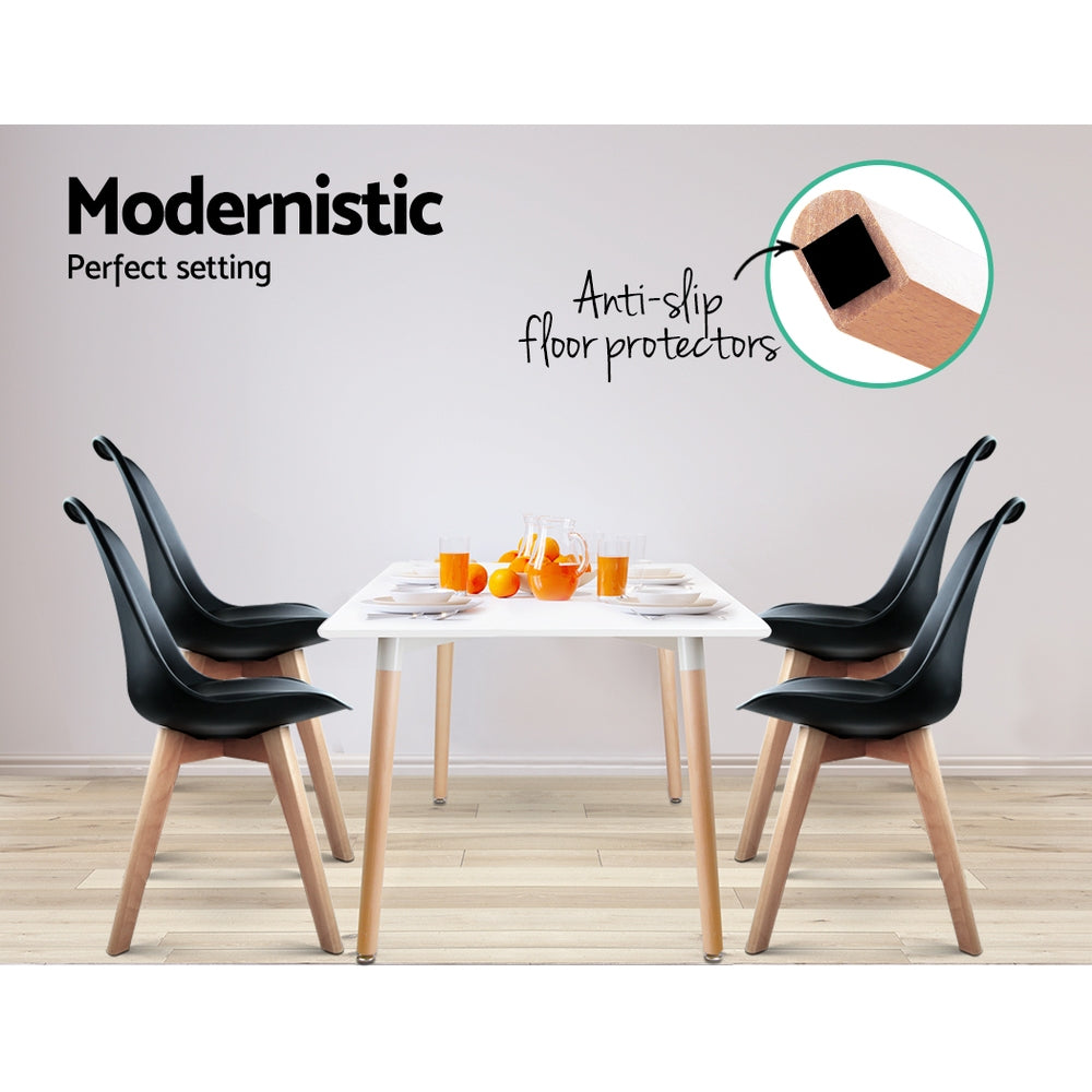 Dining Chairs Set of 4 Leather Plastic DSW Replica Wooden Black