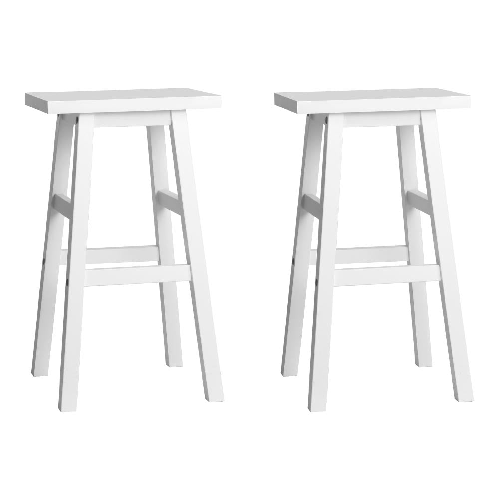 Bar Stools Kitchen Counter Stools Wooden Chairs White x2