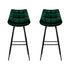 Artiss 2x Bar Stools Velvet Chairs Green