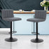 2x Bar Stools Vintage Leather Gas Lift Grey