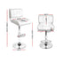 2x Bar Stools Gas Lift Leather Padded White