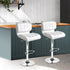 2x Bar Stools Gas Lift Leather Padded White