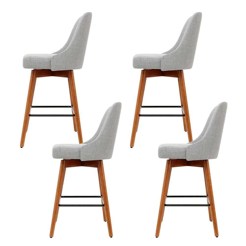 Artiss 4x Bar Stools Swivel Seat Wooden Grey