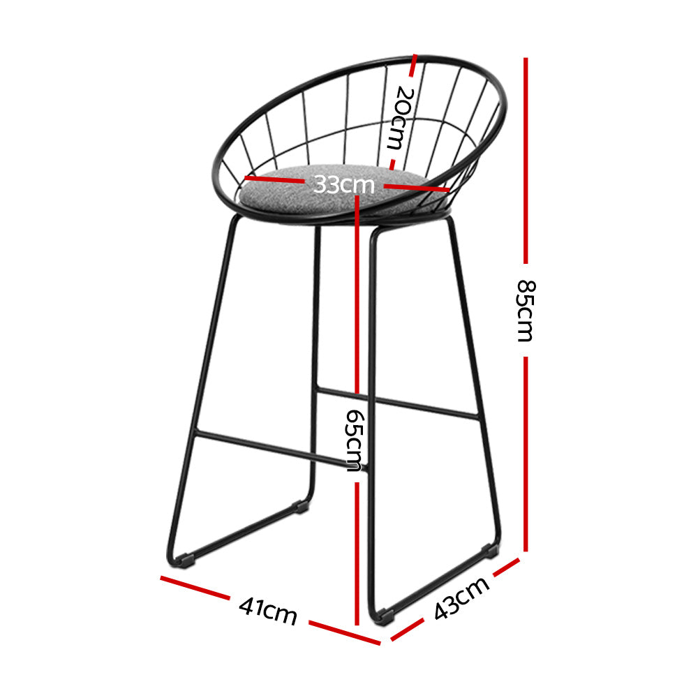 Artiss 2x Bar Stools Padded Seat Metal