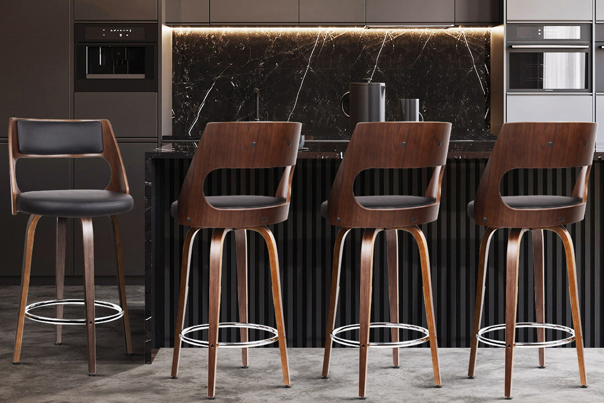 Artiss 4x Bar Stools Swivel Leather Chair 76cm