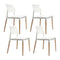 Dining Chairs Set of 4 Plastic Wooden Stackable White