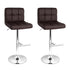 2x Bar Stools Leather Gas Lift Brown