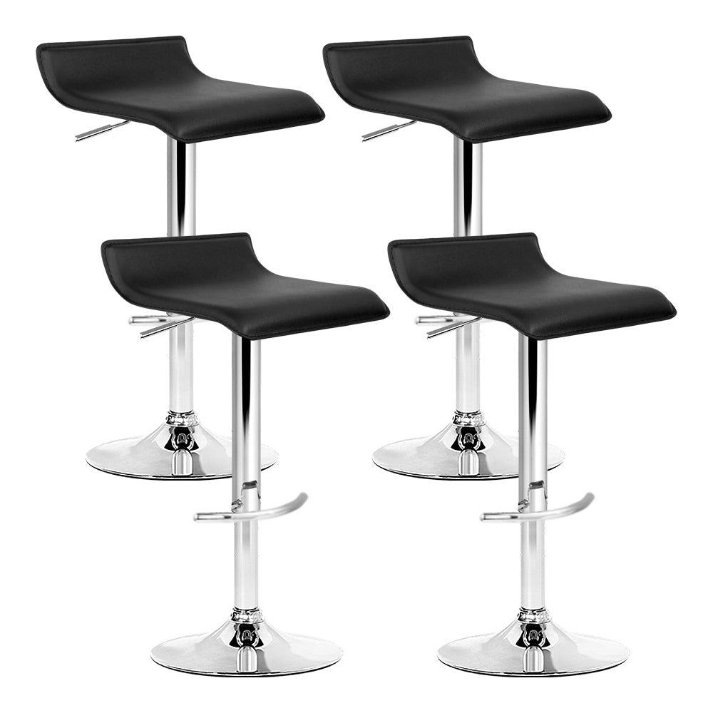 4x Bar Stools Adjustable Gas Lift Chairs Black