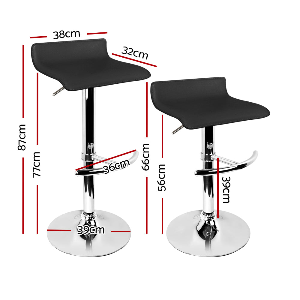 4x Bar Stools Adjustable Gas Lift Chairs Black