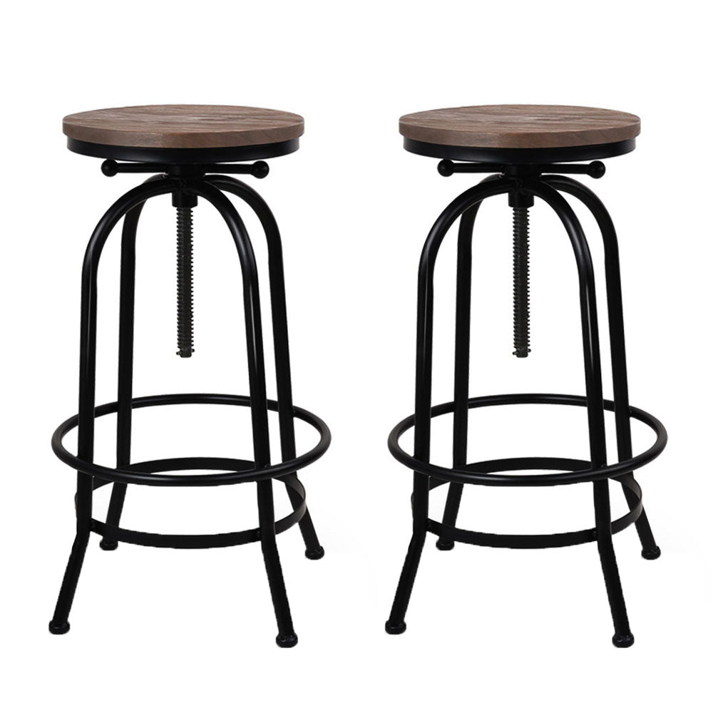 Artiss 2x Bar Stools Adjustable Wood Chairs