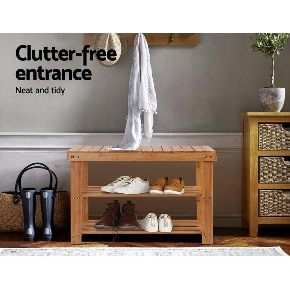 Shoe Rack Shoe Bench 10 Pairs Bamboo