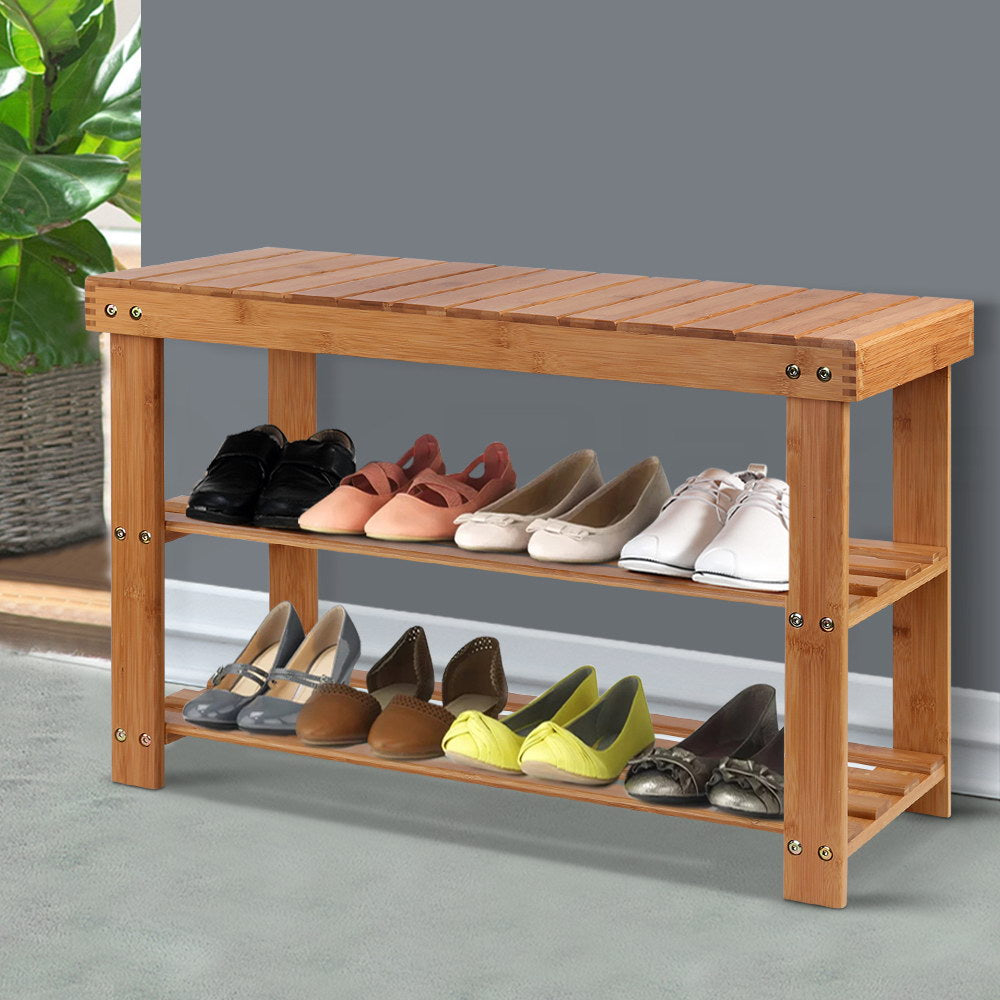 Shoe Rack Shoe Bench 10 Pairs Bamboo