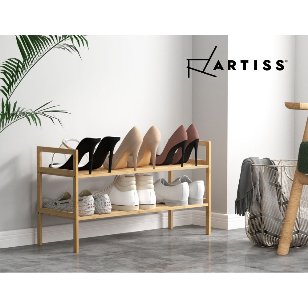 Artiss Shoe Rack Cabinet Bamboo Storage Organiser Pine