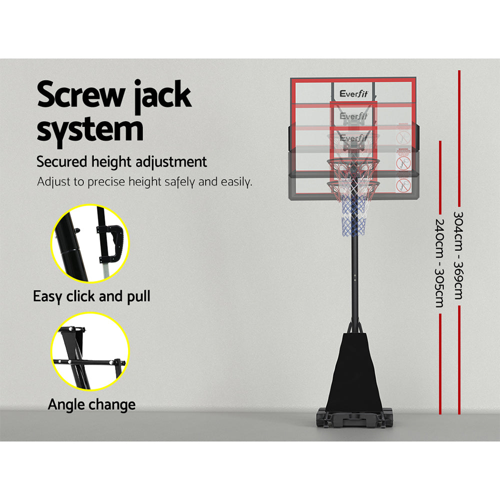3.05M Basketball Hoop Stand System Adjustable Height Portable Red Pro
