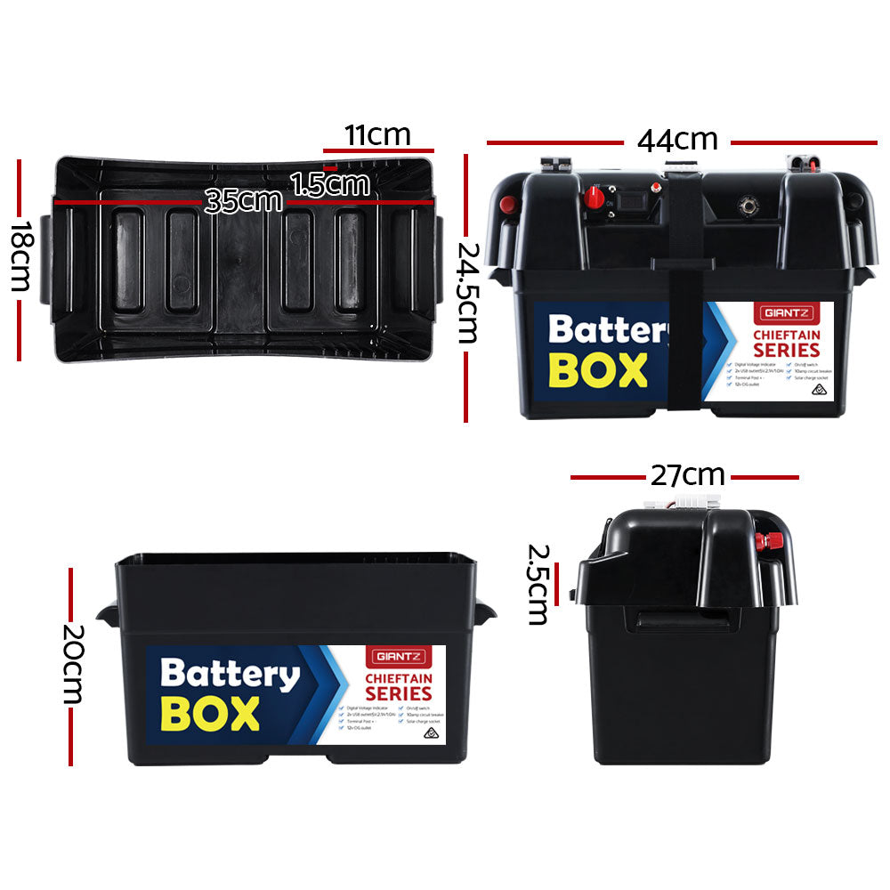 AGM Battery Box 12v Large Deep Cycle Box Portable Solar Caravan Camping