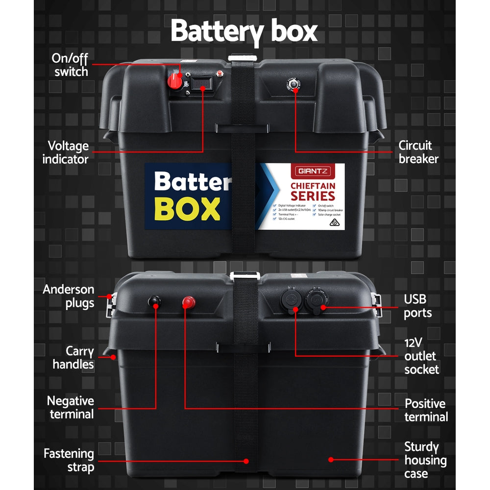 AGM Deep Cycle Battery 12V 100Ah Box Portable Solar Caravan Camping