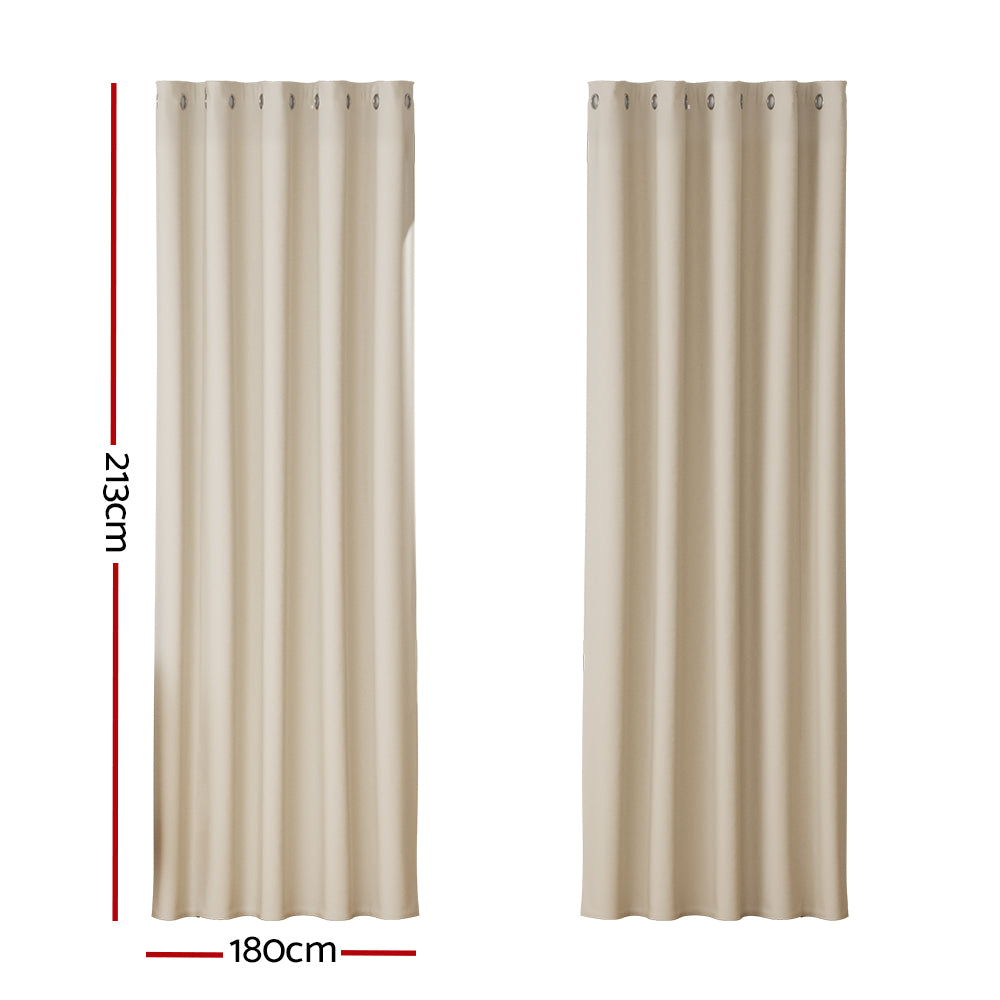 2X Blockout Curtains Eyelet 180x213cm Beige