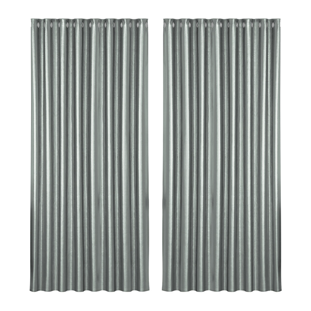 Artiss 2X Blockout Curtains Eyelet 300x230cm Grey Shine