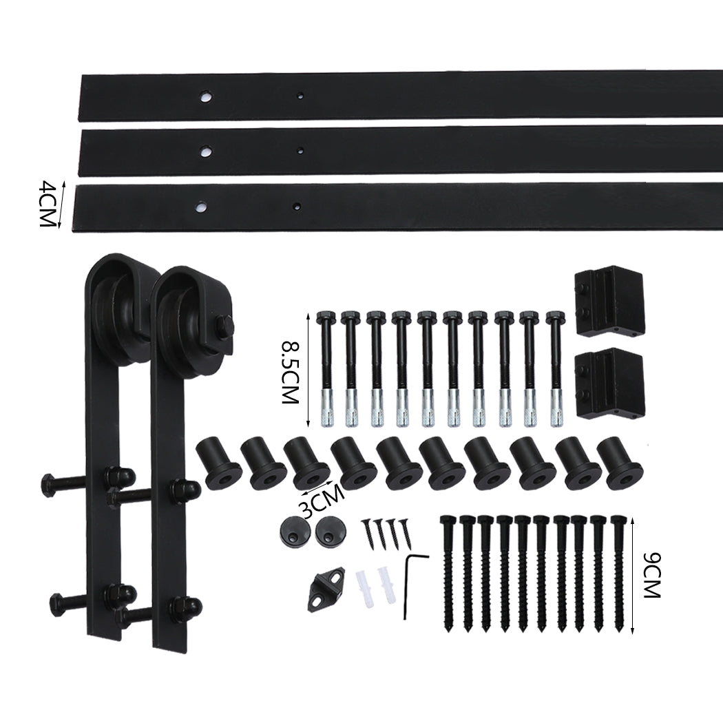 3.66M Antique Classic Style Double Sliding Barn Door Hardware Track Roller Kit