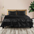 Silky Satin Sheets Fitted Flat Bed Sheet Pillowcases Summer Queen Black