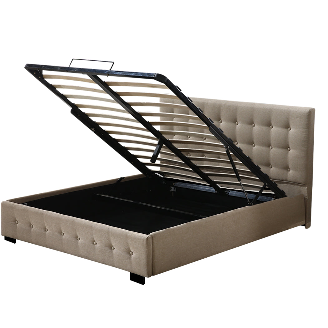 Bed Frame Base With Gas Lift King Size Platform Fabric