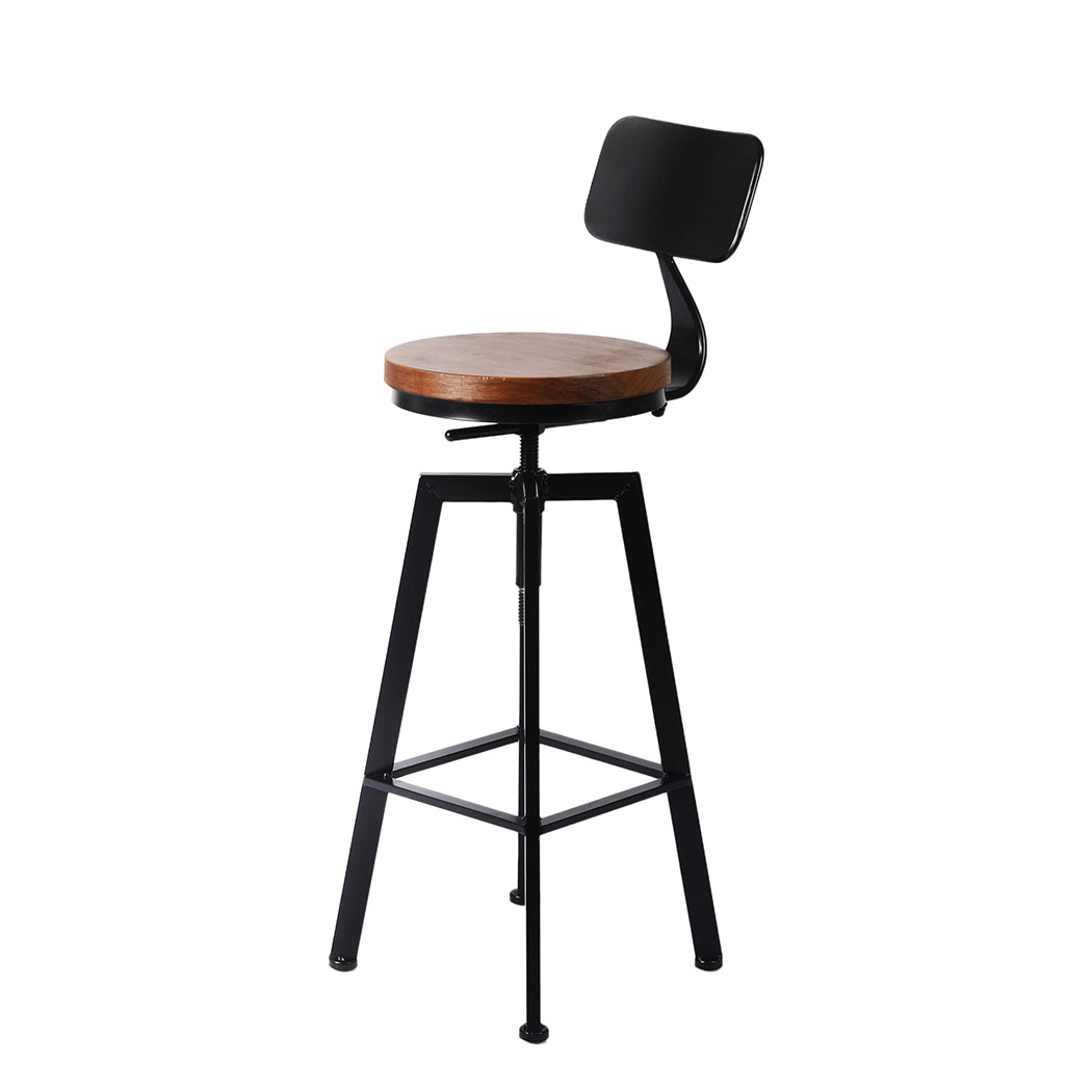 4x Industrial Bar Stools Chairs Kitchen Stool Wooden Barstools Swivel