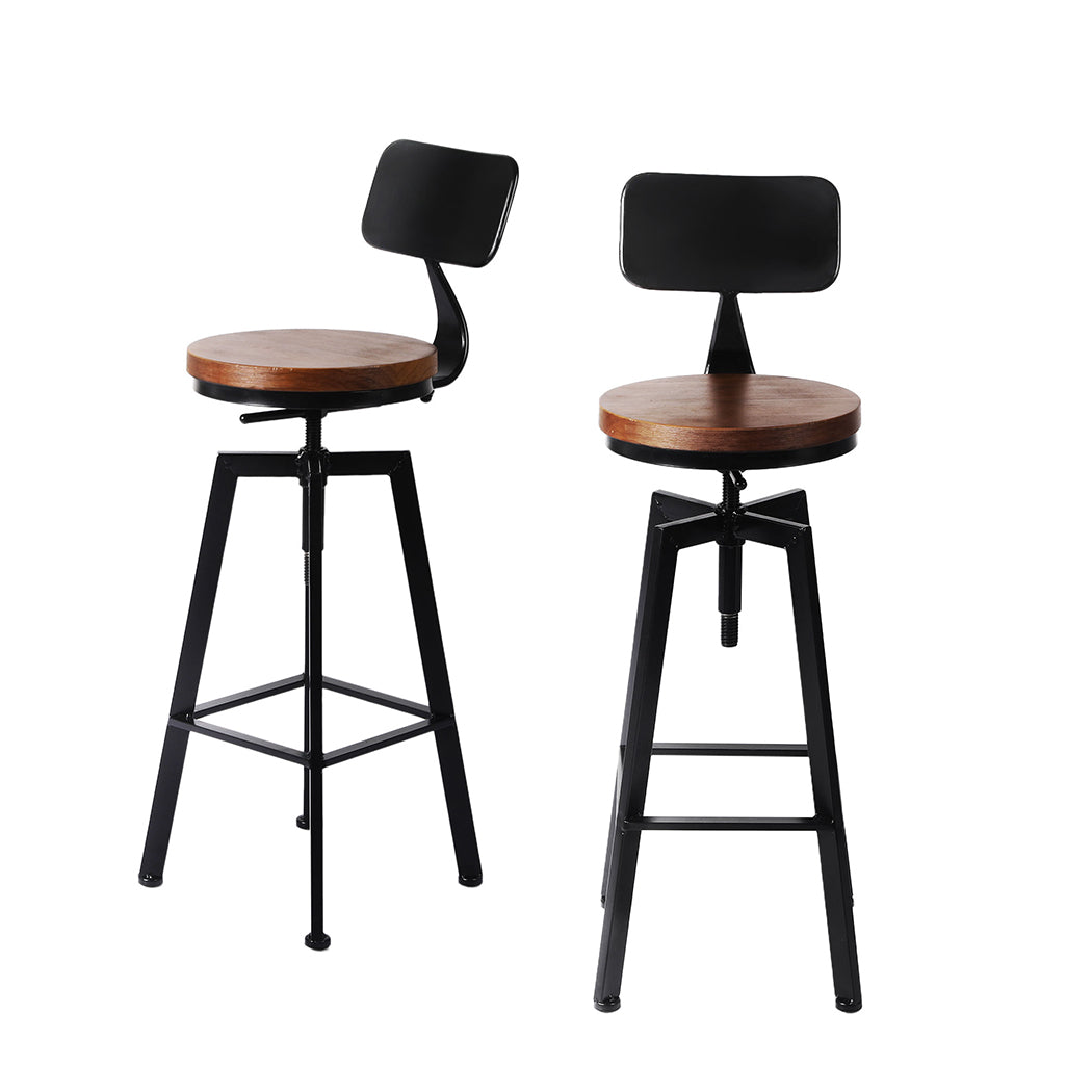 4x Industrial Bar Stools Chairs Kitchen Stool Wooden Barstools Swivel