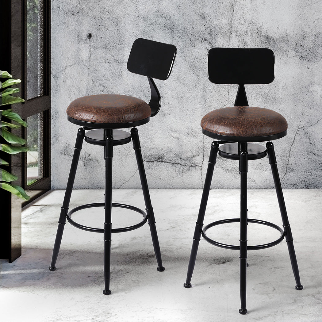 4x Industrial Bar Stools Kitchen Stool PU Leather Barstools Chairs