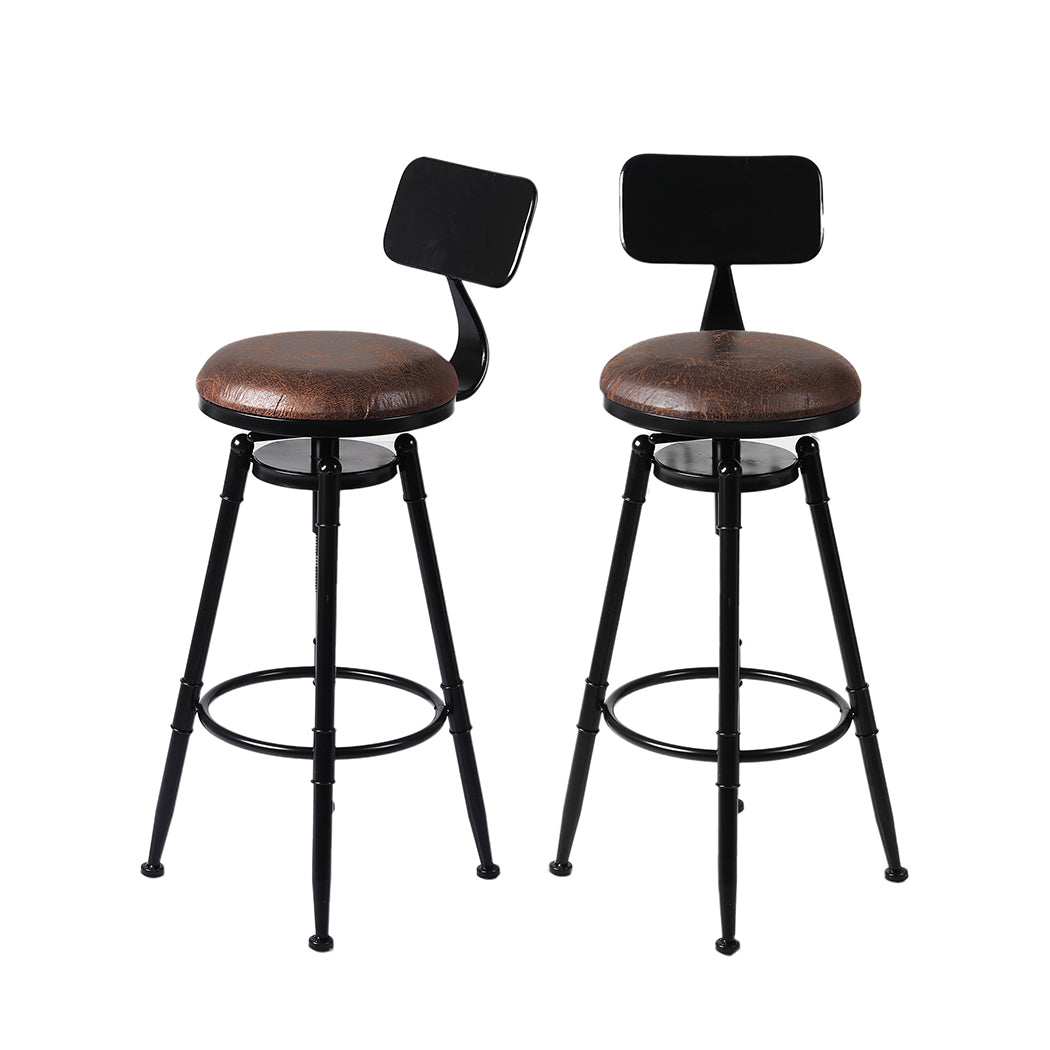 4x Industrial Bar Stools Kitchen Stool PU Leather Barstools Chairs